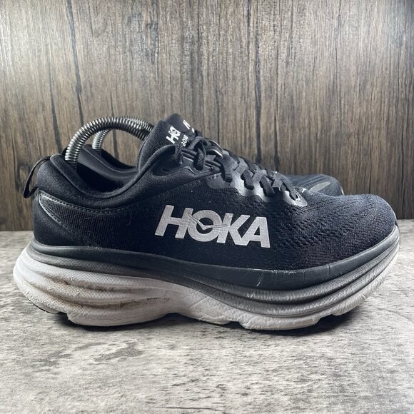 Hoka One One Bondi 8 Sneakers Womens 9 Black Athletic Running Training Shoes - Picture 3 of 10